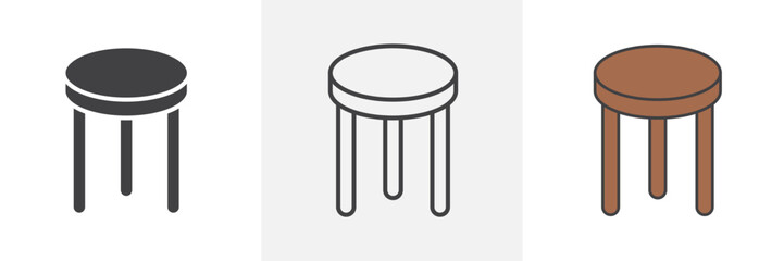 Stool icon in black and colored style.