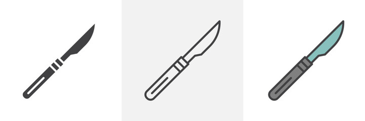 Scalpel icon in black and colored style.