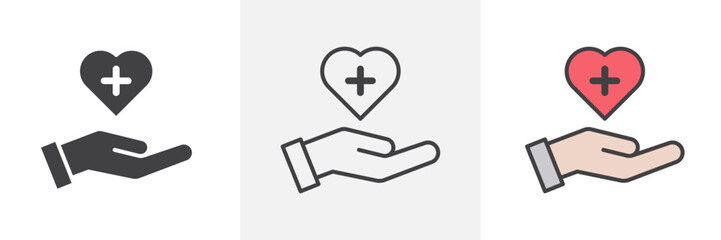 Health insurance icon in black and colored style.