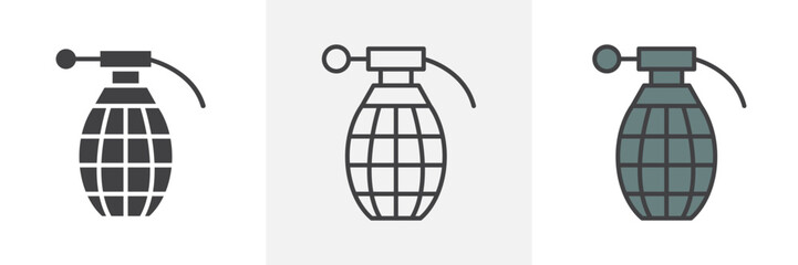 Hand grenade icon in black and colored style.