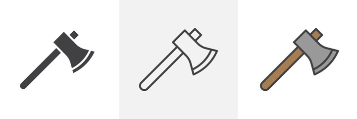Axe icon in black and colored style.