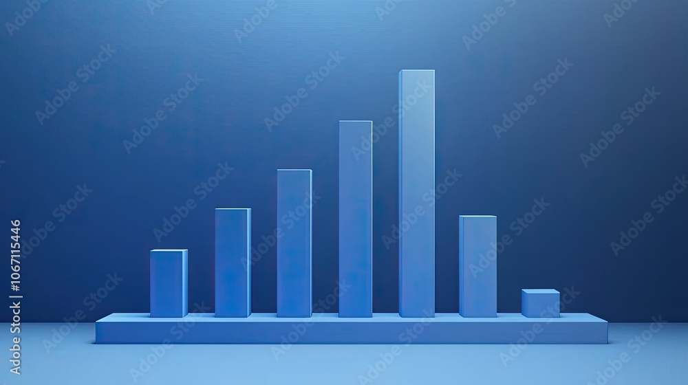 Poster blue bar graph on a solid background