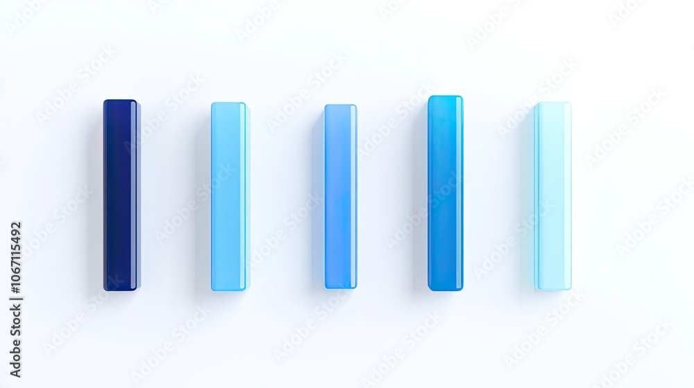 Poster smooth blue gradient blocks in a row on white background