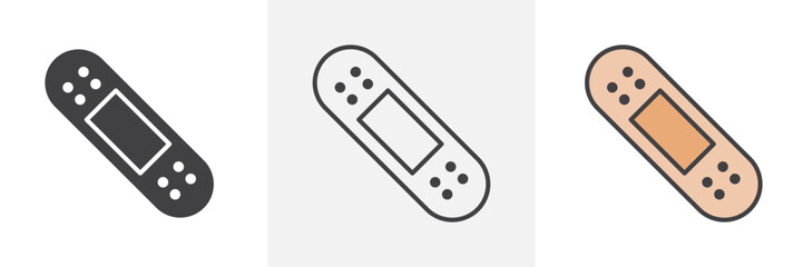 Band aid icon in black and colored style.