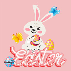 easter greeting card with bunny