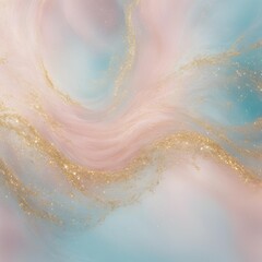 Obraz premium Sparkling Texture with Swirling Pale Pink, Light Blue, and Gold Ink in Soft, Feminine Design with Metallic Shimmers