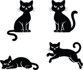 Cat Sitting Silhouette Illustration with a white background