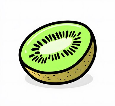 recommend clip art: A Half-Sliced Kiwi Fruit with Black Seeds