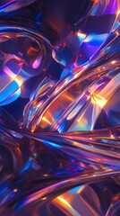 Abstract colorful waves of light and reflection in a fluid, vibrant design.