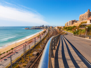 city life in Tarragona Spain. Structure of the industrial part of the city - Railways, highway,...