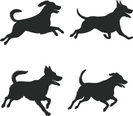 Dog Running Silhouette Illustration with a white backgroun