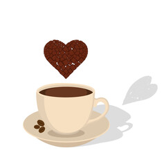Acup of black coffee with chocolate cubes vector illustration design.