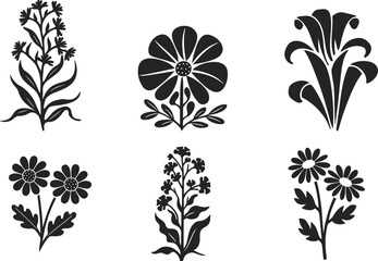 Simple Flower Silhouette Illustration with a white background