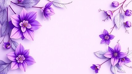 Elegantly designed violet floral background with intricate petals and leaves, wallpaper