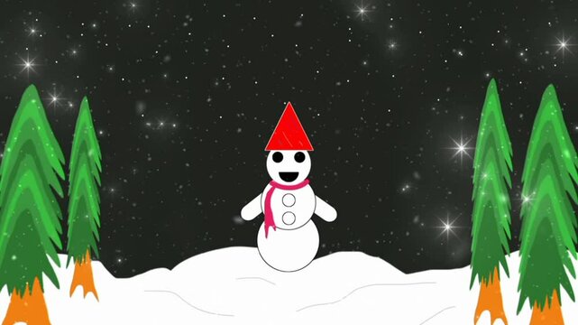 Merry Christmas and happy new year with snowman 