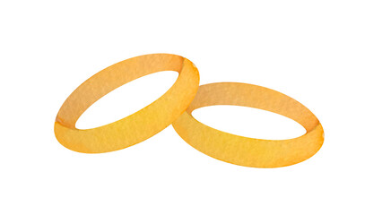 Golden Wedding Rings. symbol of wedding, marriage, love. watercolor illustration isolated on transparent background, clip art and cut out element design