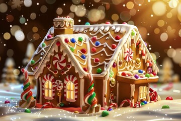 Vibrant Gingerbread House with Sweet Delights