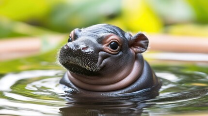 Adorable Baby Hippo in a Natural Setting