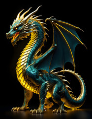 Dragon wrapped in neon light