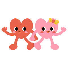 Hearts funny cartoon characters. Valentines day, Couple in love concept