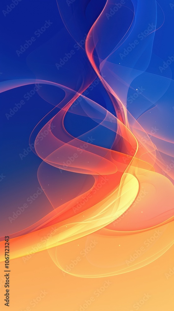 Poster abstract colorful waves of light gracefully swirl in a vibrant blue and orange gradient, creating a 