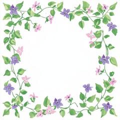 Fototapeta premium Fresh Green Branches in Watercolor Frame