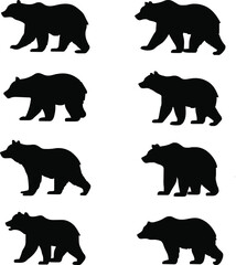 Collection of Bear silhouettes set