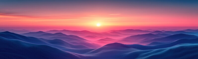 Fototapeta premium Mountains with a sunset in the background