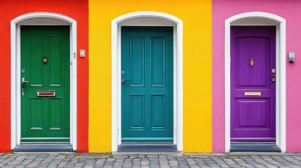 Colorful Doors in Vibrant Urban Setting