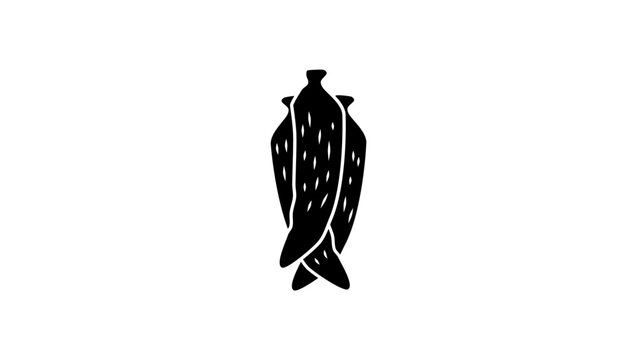 cassava root, black isolated silhouette