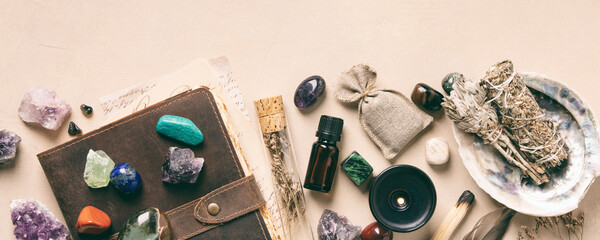 Spiritual Collection of Healing Crystals and Herbs for Wellness