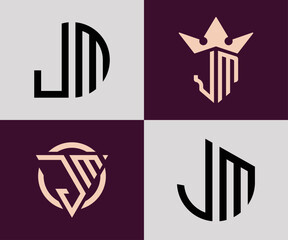 Creative simple Initial Letters JM Logo Designs Bundle.