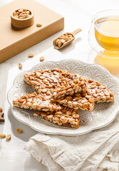 kozinaki dessert made of peanuts and molasses