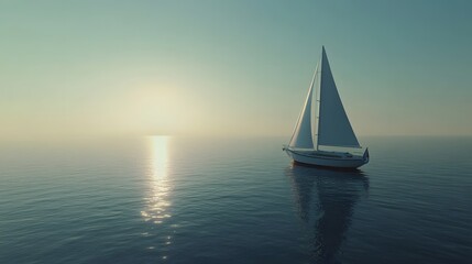 Scenic view of yacht sailing on a calm sea