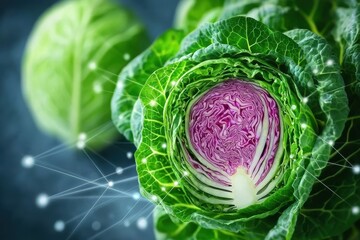 Obraz premium Sliced Napa Cabbage in 3D Stylized Illustration