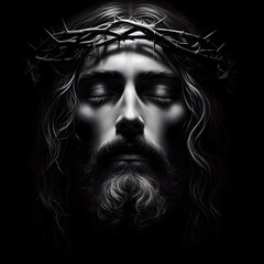 Fototapeta premium Jesus sorrowed face portrait