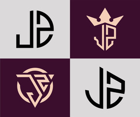 Creative simple Initial Letters JZ Logo Designs Bundle.