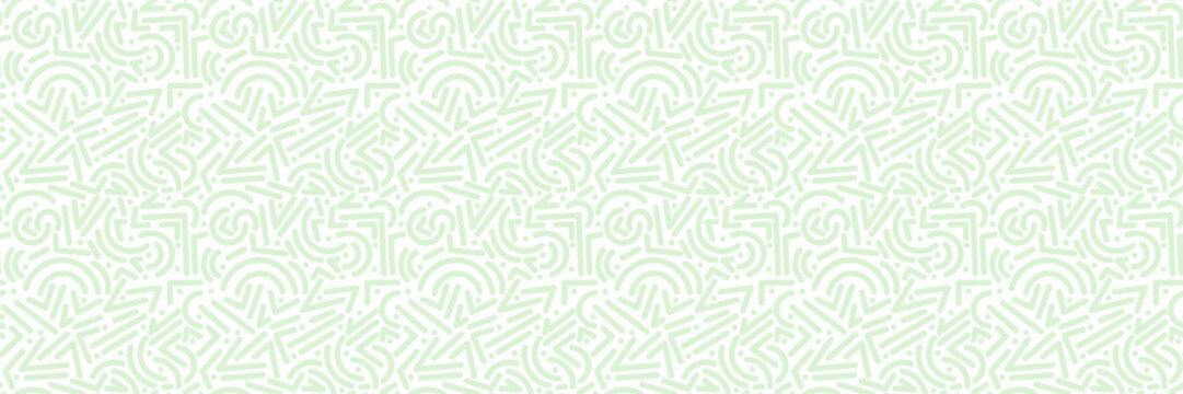 Green and white abstract retro print, vector seamless repeat pattern banner, geometric background design