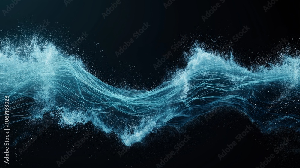 Poster abstract attractive technological background with the movement of a flowing wave of data transfer in