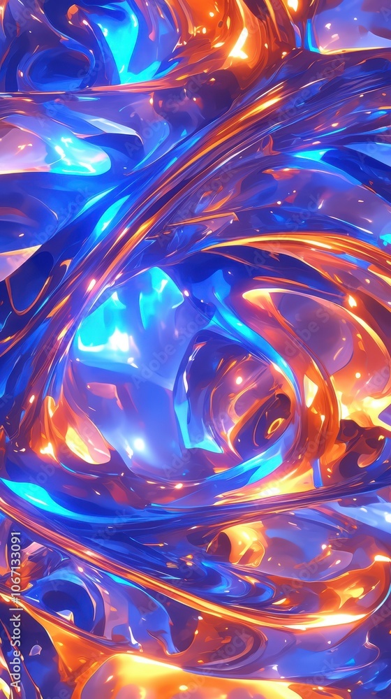 Aufkleber a mesmerizing abstract swirl of blue and orange hues, creating a dynamic and vibrant visual experien