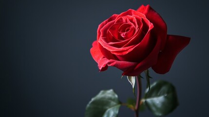 Fototapeta premium Red rose with dark background in a dramatic lighting