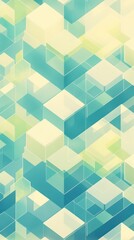 Fototapeta premium A mesmerizing abstract design featuring layers of translucent cubes in shades of blue and yellow.