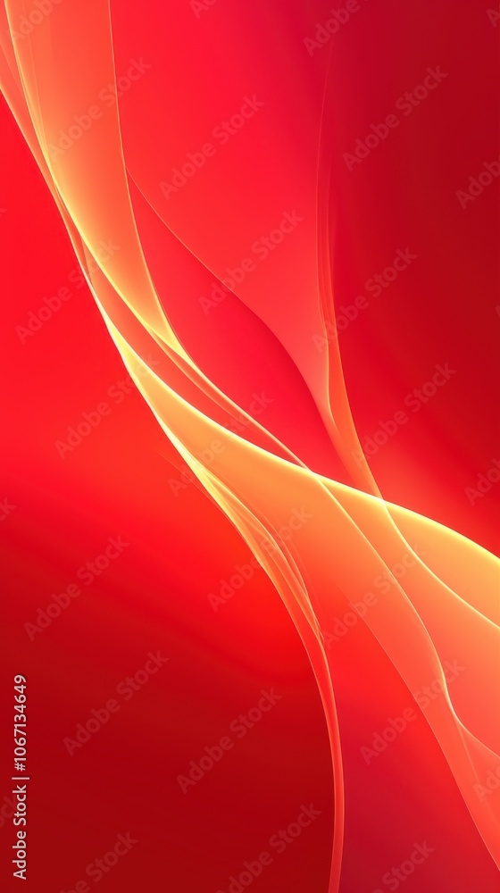 Poster dynamic red abstract background with flowing curves and soft light effects.
