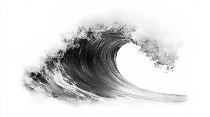 Dramatic Monochrome Ocean Wave Powerful Curl Nature Photography