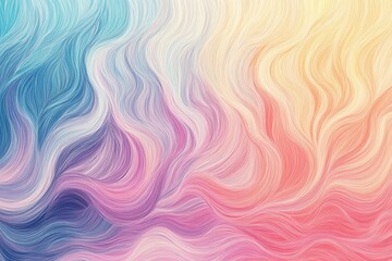 Obraz premium Colorful background with soft pastel rainbow colors and waves of hair texture. Hand-drawn vector illustration for design, print, cover, or banner.