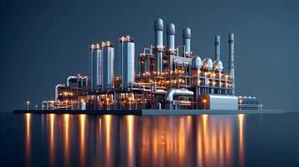 Obraz premium Futuristic hydrogen plant powered by renewable energy from wind and solar farms captured in a vibrant modern industrial landscape with advanced architecture engineering and technology