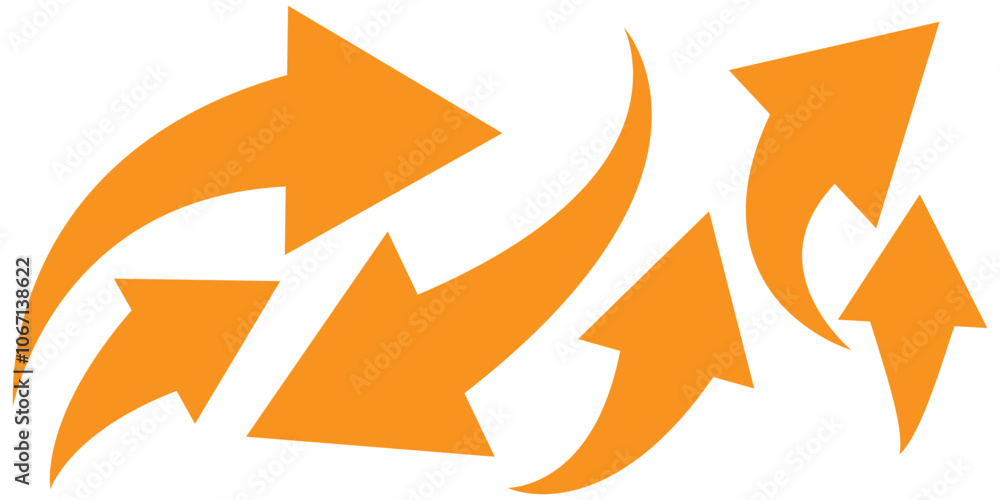 Fototapete orange arrow vector sign illustration. set of long curve arrow icon vector . orange curve arrow icon