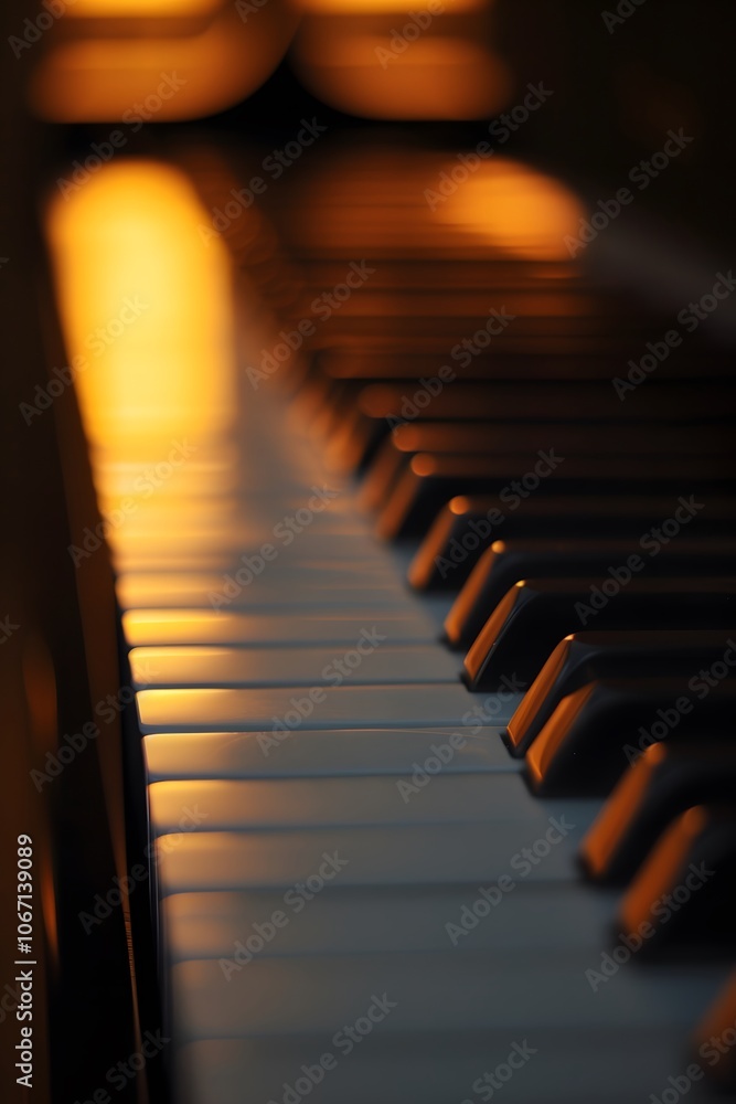 Poster piano keys illuminated in a dim minimalist setting ai generated illustration