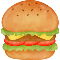 Hamburger with cheese cute illustration