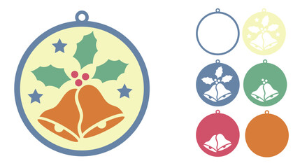 Christmas round ornament with holly leaves, Layered svg decor